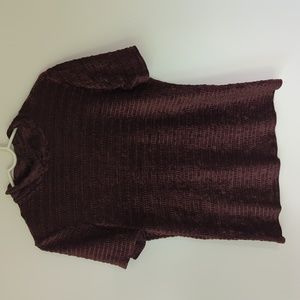 Kathie Lee Collection Turtleneck Short Sleeve Top L Brown